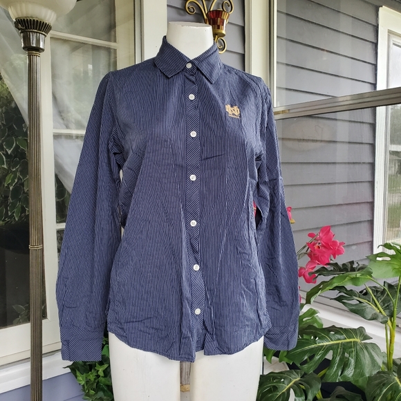 Lady Vesi Embroidered Notre Dame Fighting Irish Dress Shirt Cotton Size Small - Picture 1 of 8
